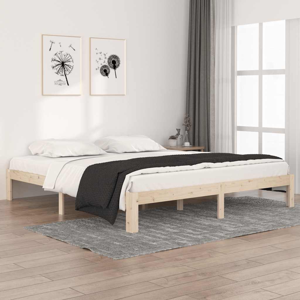 vidaXL Rama ��ka, lite drewno, 180x200 cm