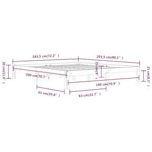 Rám postele bílý masivní dřevo 180 x 200 cm Super King - obrázek 8