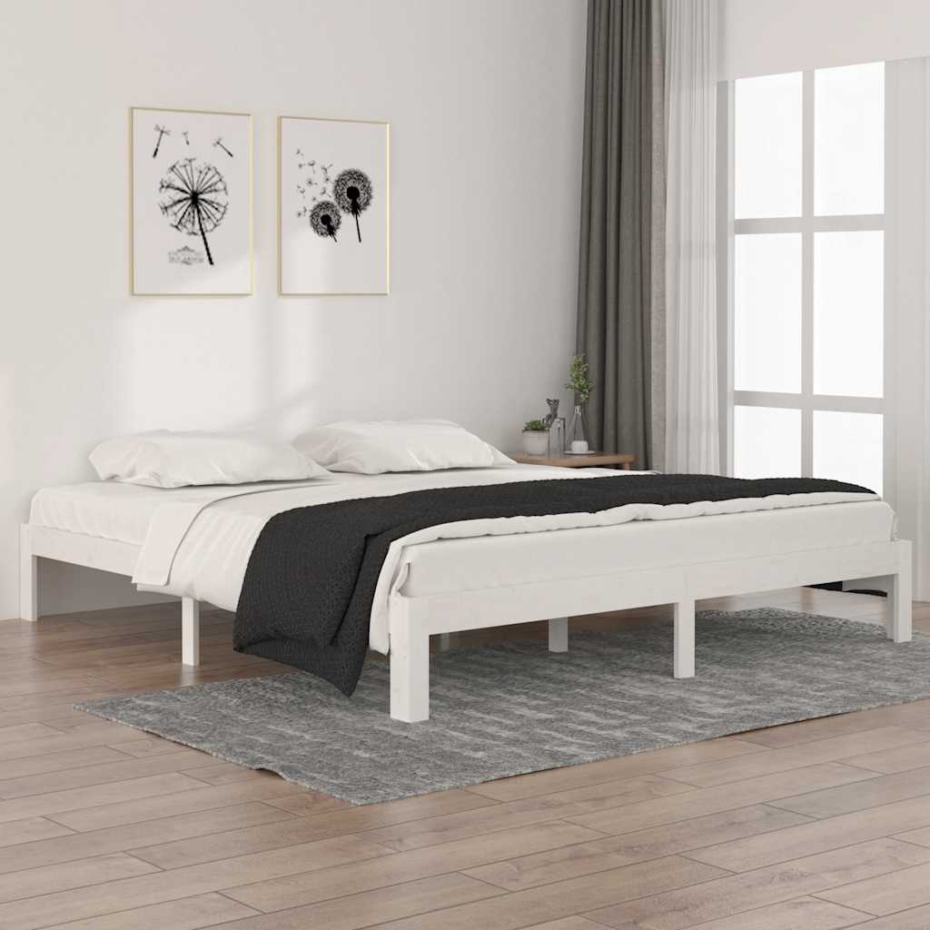 vidaXL Rama ��ka, bia�a, lite drewno, 180x200 cm