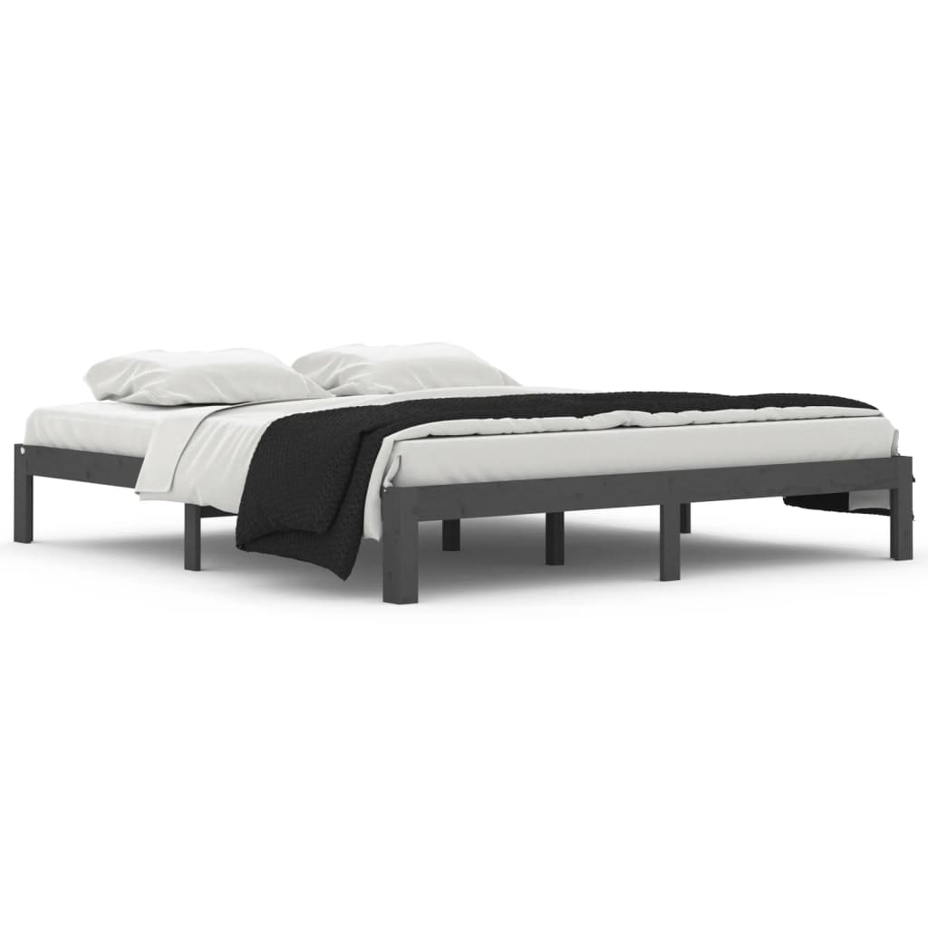 vidaXL Bedframe massief hout grijs 180x200 cm 6FT Super King