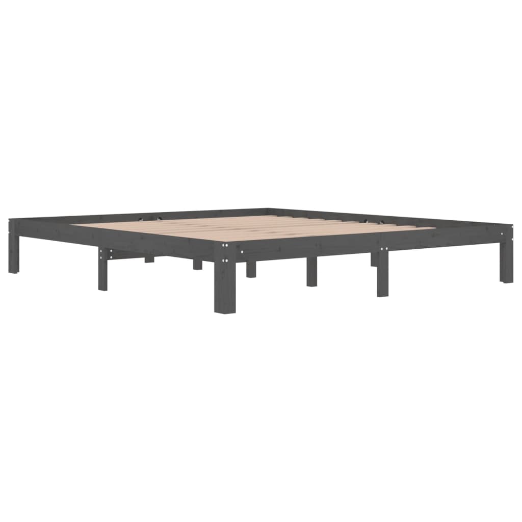 

vidaXL Bedframe massief hout grijs 180x200 cm 6FT Super King