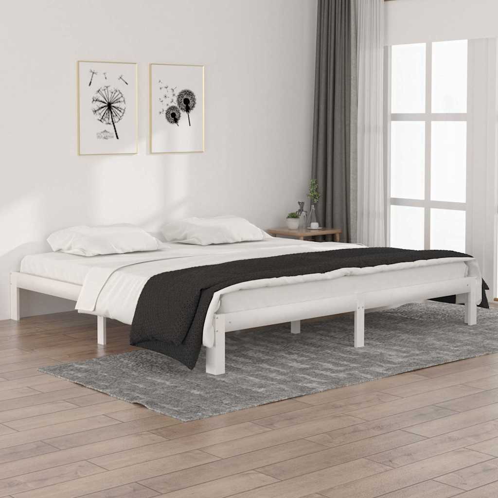 vidaXL Rama ��ka, bia�a, lite drewno sosnowe, 200 x 200 cm