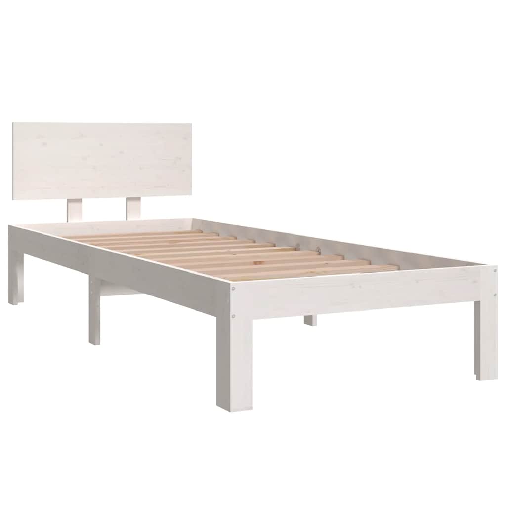 vidaXL Bedframe massief hout wit 75x190 cm afbeelding