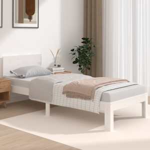 Rám postele bílý masivní dřevo 75 x 190 cm malé jednolůžko - obrázek 1