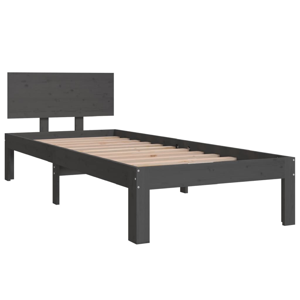 

vidaXL Bedframe massief hout grijs 75x190 cm 2FT6 Small Single