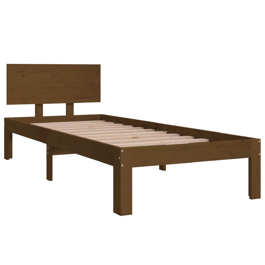 vidaXL Bed Frame Honey Brown Solid Wood 75x190 cm Small Single