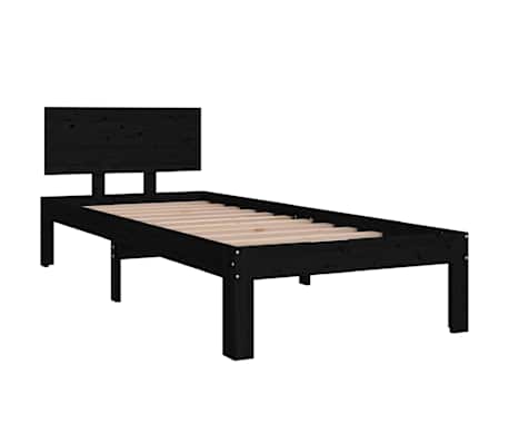 vidaXL Sengeramme svart heltre 75x190 cm Small Single
