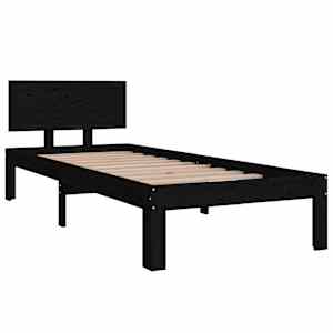 Rám postele černý masivní dřevo 75 x 190 cm malé jednolůžko - obrázek 3