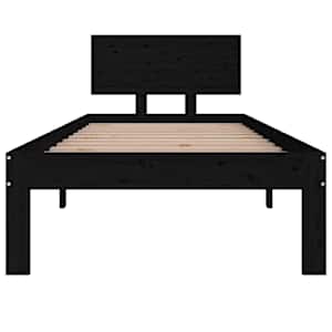 Rám postele černý masivní dřevo 75 x 190 cm malé jednolůžko - obrázek 4