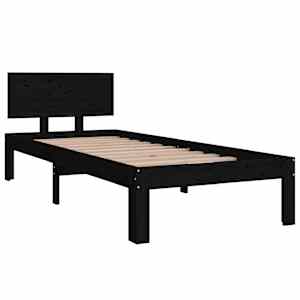 vidaXL Sengeramme svart heltre 75x190 cm Small Single