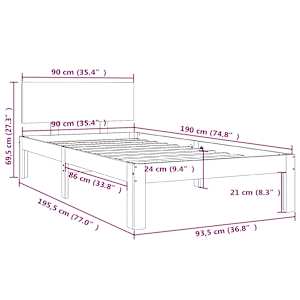 Rám postele masivní dřevo 90 x 190 cm Single - obrázek 8