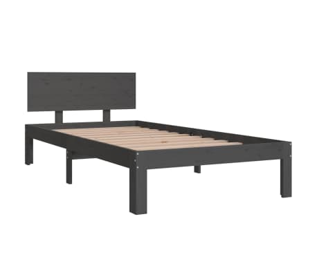 vidaXL Estrutura de cama solteiro 90x190 cm madeira maci&ccedil;a cinza