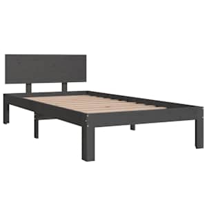 vidaXL Estrutura de cama solteiro 90x190 cm madeira maci&ccedil;a cinza