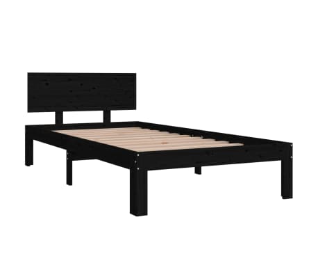 vidaXL Lovos rėmas, juodas, 90x190cm, medienos masyvas, vienvietis