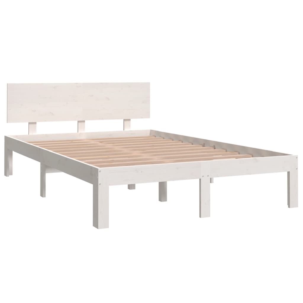 

vidaXL Bedframe massief hout wit 120x190 cm 4FT Small Double