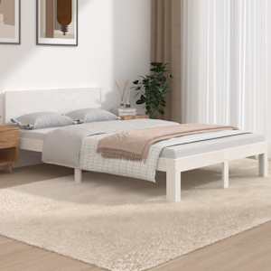 Posteljni okvir bel iz trdnega lesa 120x190 cm