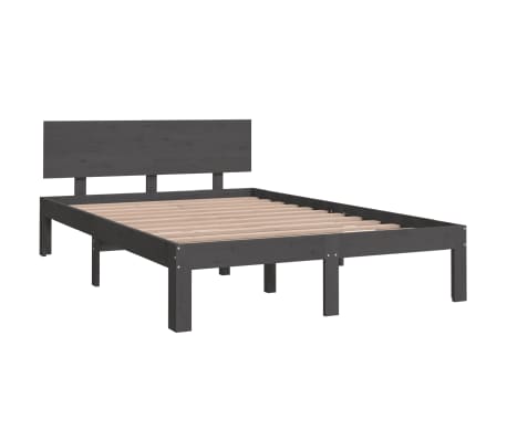 vidaXL Bedframe massief hout grijs 120x190 cm