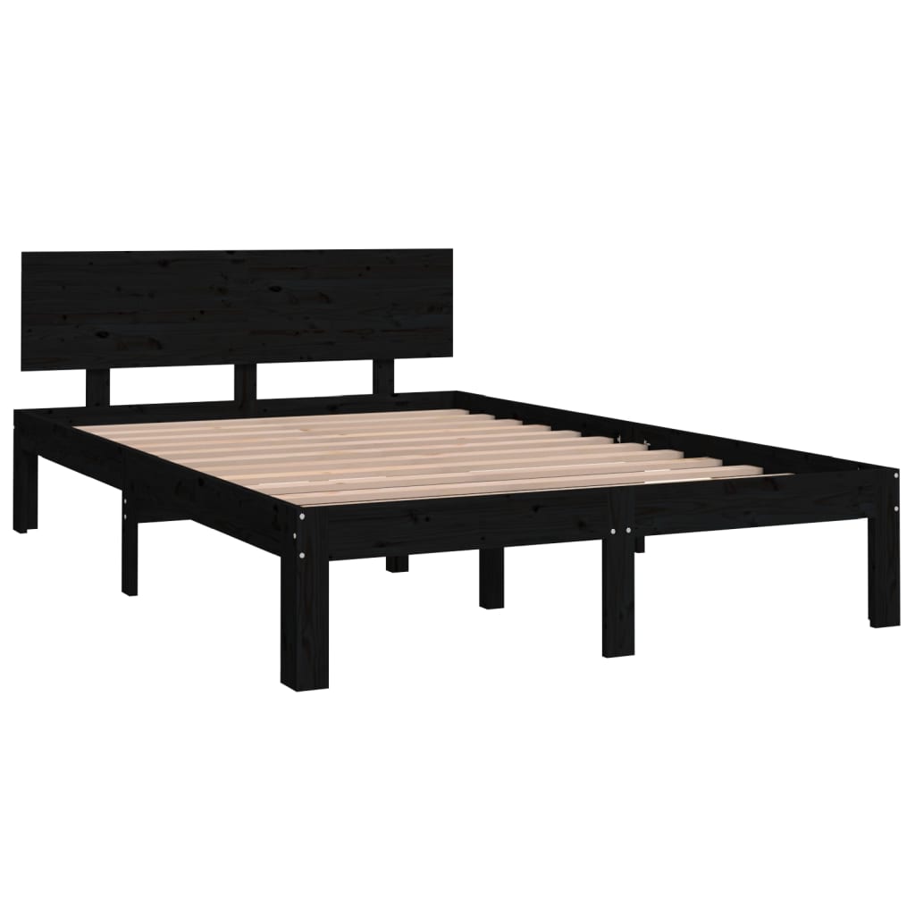 

vidaXL Bedframe massief hout zwart 120x190 cm 4FT Small Double