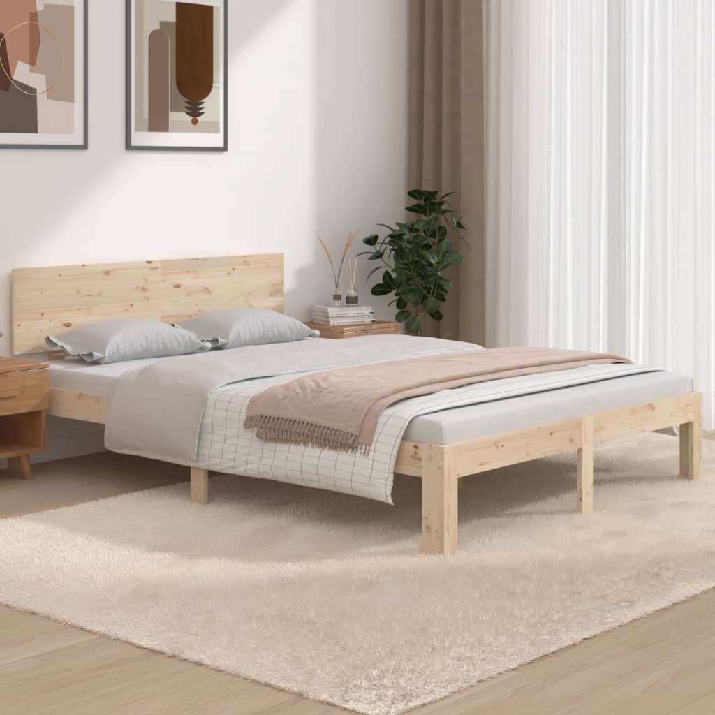 vidaXL Rama ka, lite drewno, 135x190 cm, podwjna