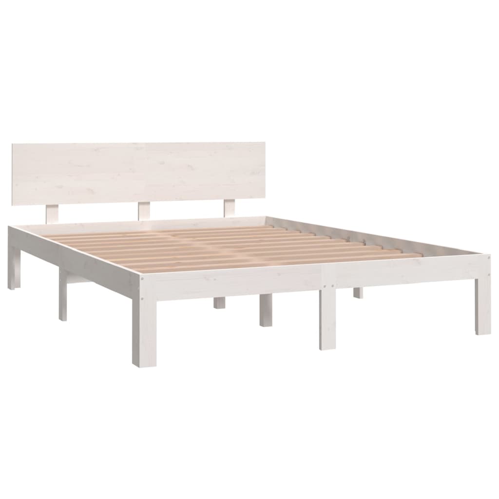 

vidaXL Bedframe massief hout wit 135x190 cm 4FT6 Double
