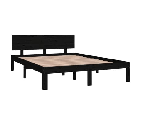 vidaXL Sengeramme svart heltre 135x190 cm Double