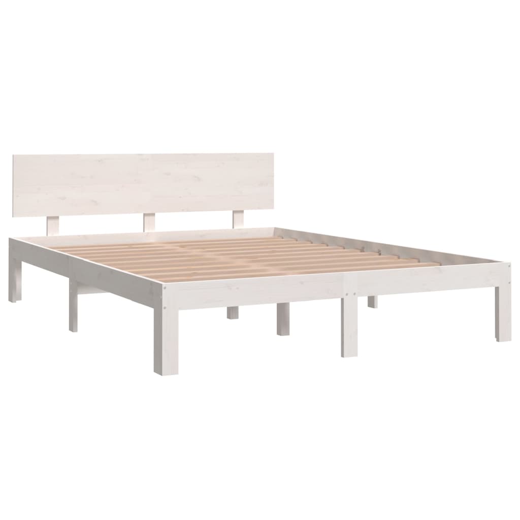 vidaXL Bedframe massief grenenhout wit 140x190 cm afbeelding