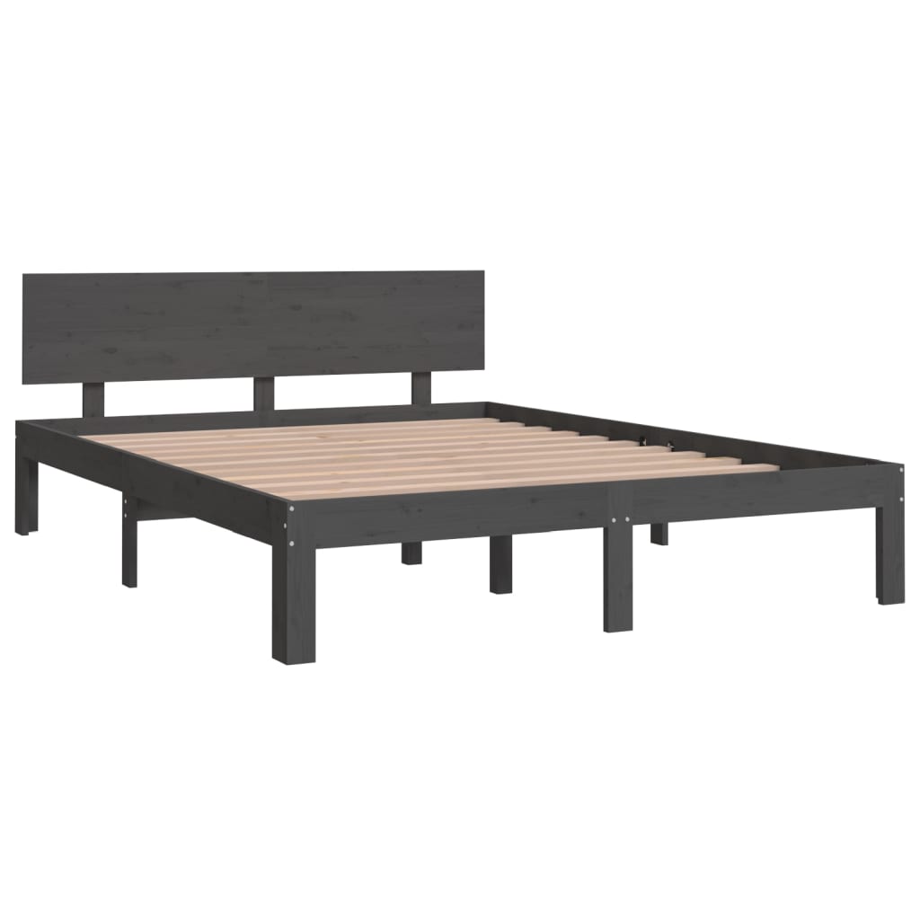 

vidaXL Bedframe massief grenenhout grijs 140x190 cm