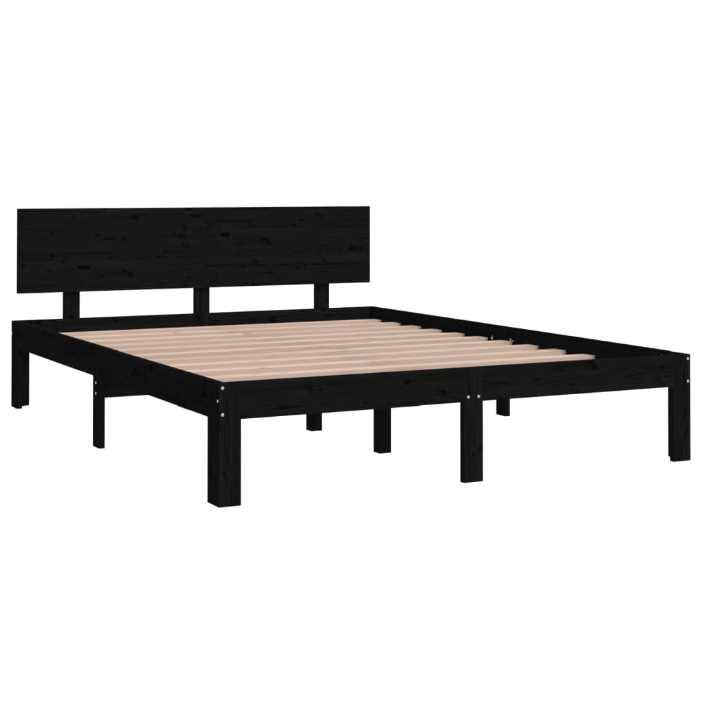 

vidaXL Bedframe massief grenenhout zwart 140x190 cm