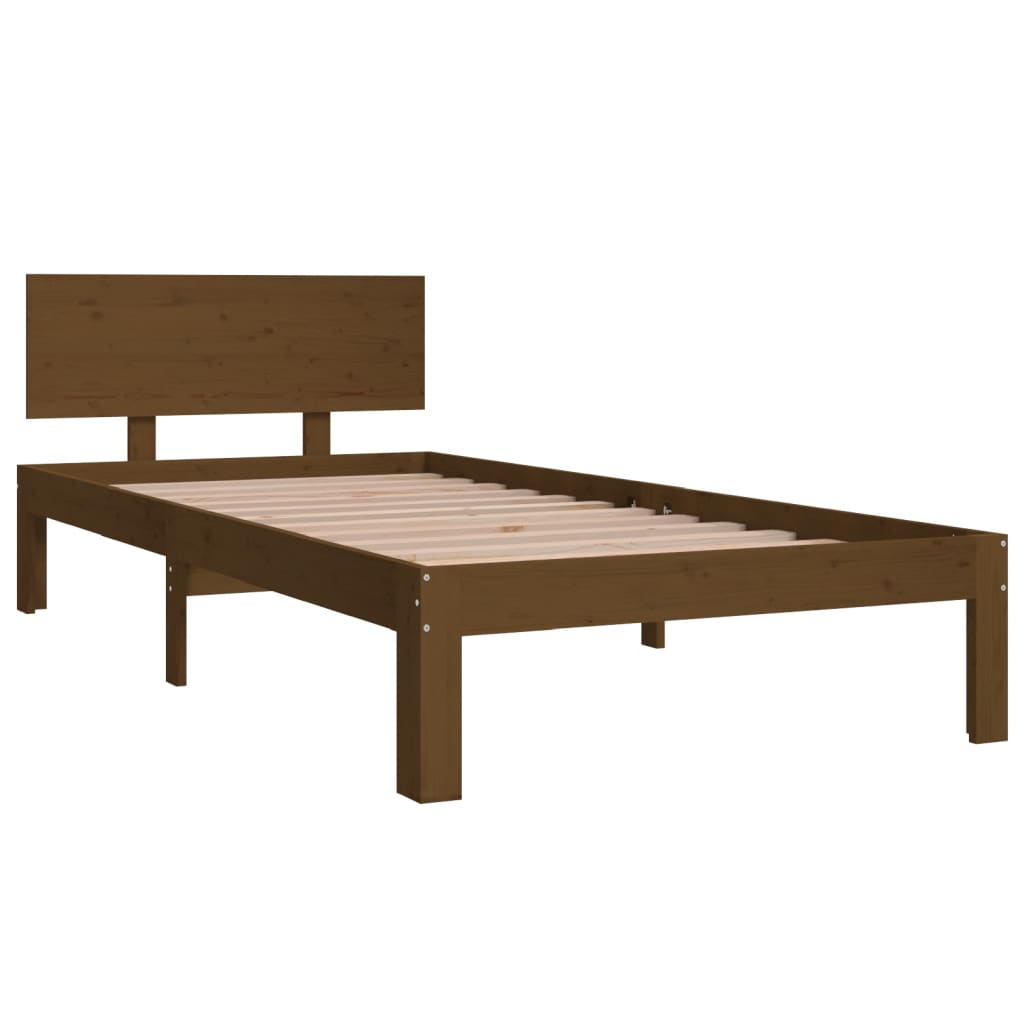 vidaXL Bedframe massief grenenhout honingbruin 90x200 cm afbeelding