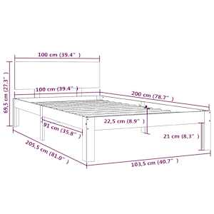 Rám postele masivní borové dřevo 100 x 200 cm - obrázek 8