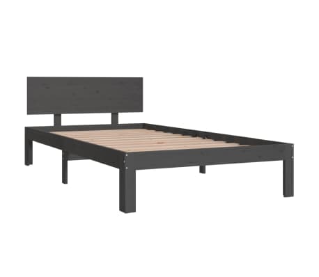vidaXL Bed Frame without Mattress Grey Solid Wood Pine 100x200cm