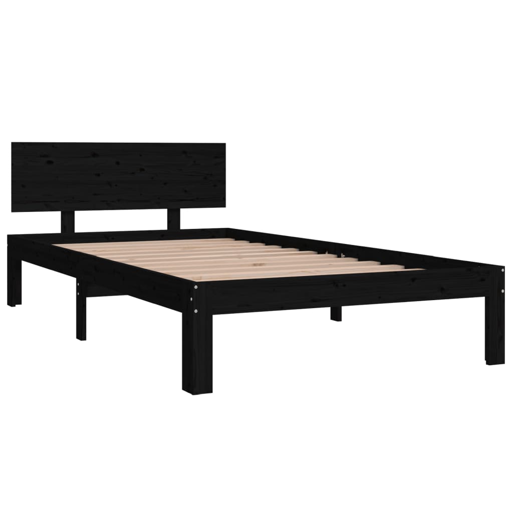 vidaXL Estructura de cama madera maciza de pino negro 100x200 cm