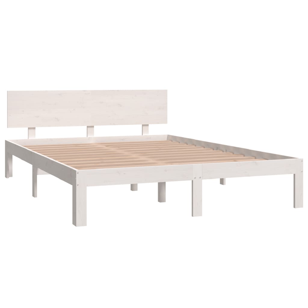 vidaXL Bedframe massief grenenhout wit 140x200 cm afbeelding