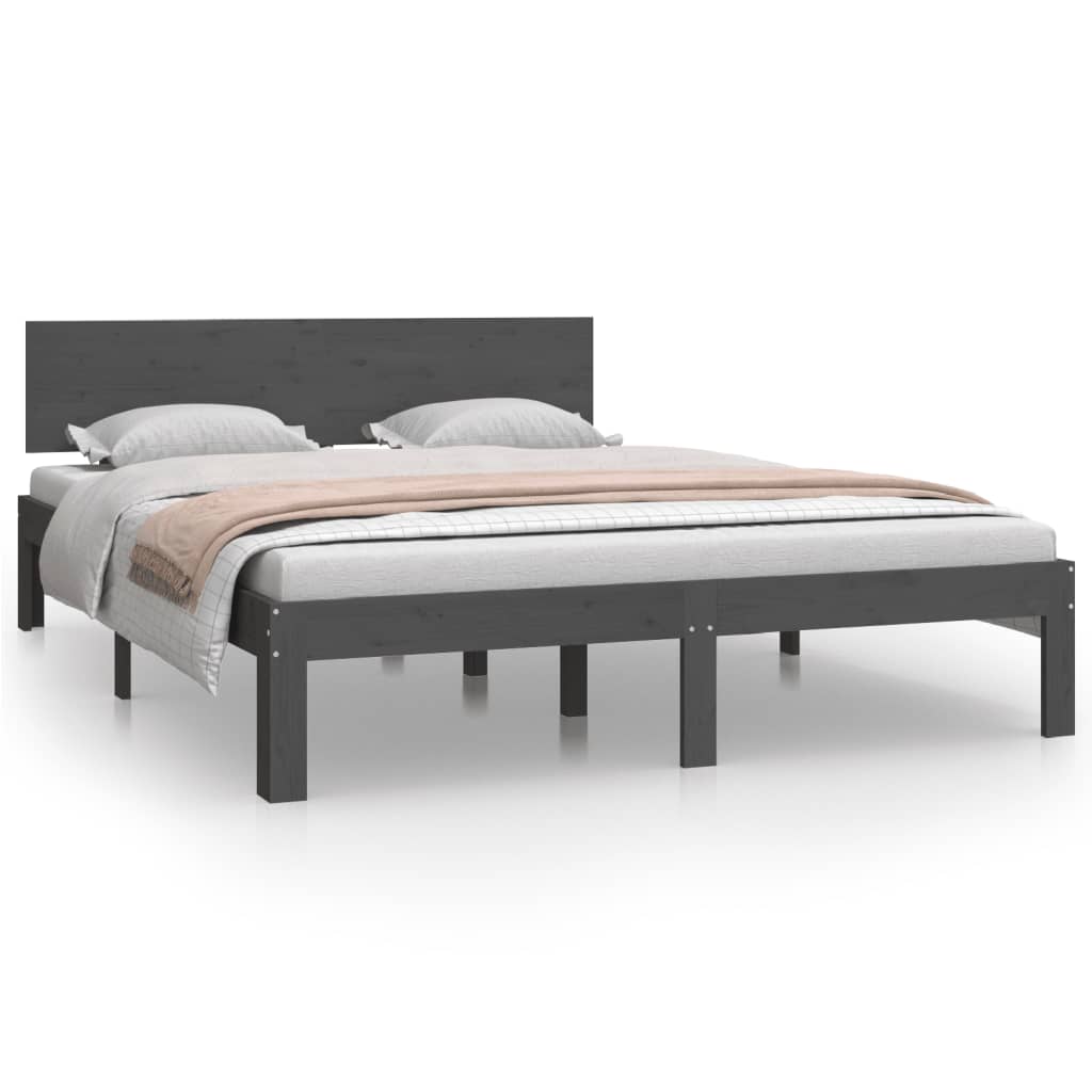 vidaXL Bedframe massief grenenhout grijs 140x200 cm