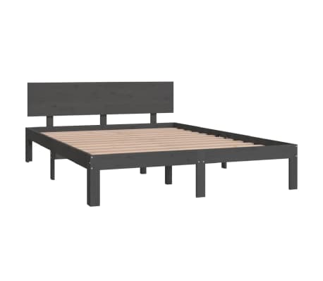 vidaXL Πλαίσιο Κρεβατιού Γκρι 140 x 200 εκ. από Μασίφ Ξύλο Πεύκου