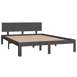 vidaXL Πλαίσιο Κρεβατιού Γκρι 140 x 200 εκ. από Μασίφ Ξύλο Πεύκου