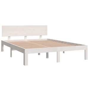 Rám postele bílý masivní dřevo 150 x 200 cm King Size - obrázek 3