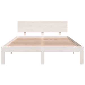 Rám postele bílý masivní dřevo 150 x 200 cm King Size - obrázek 4
