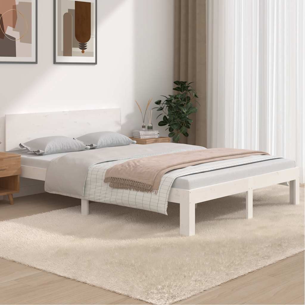 vidaXL Rama ka, biaa, lite drewno sosnowe, 150x200 cm