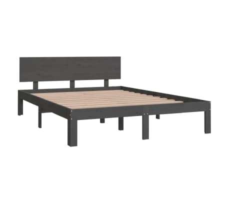 vidaXL Massivholzbett Grau 150x200 cm