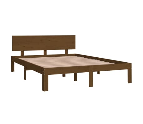 vidaXL Cadre de lit Marron miel Bois massif 150x200 cm Très grand