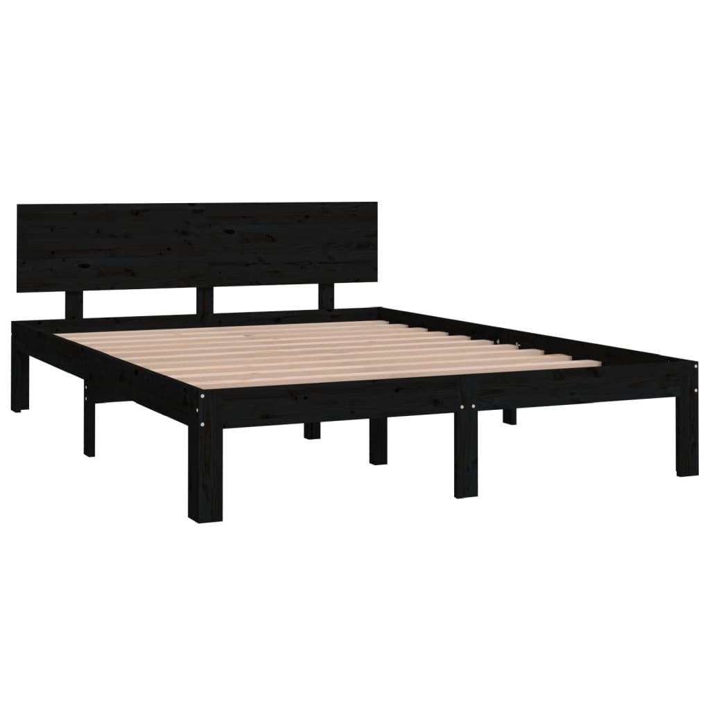 

vidaXL Bedframe massief hout zwart 150x200 cm 5FT King Size