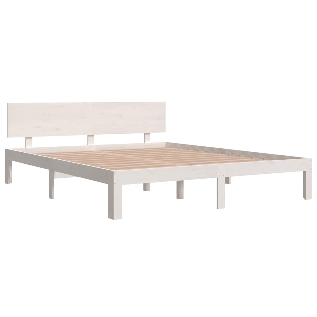vidaXL Bedframe massief grenenhout wit 160x200 cm afbeelding