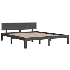 vidaXL Sengeramme grå heltre furu 160x200 cm