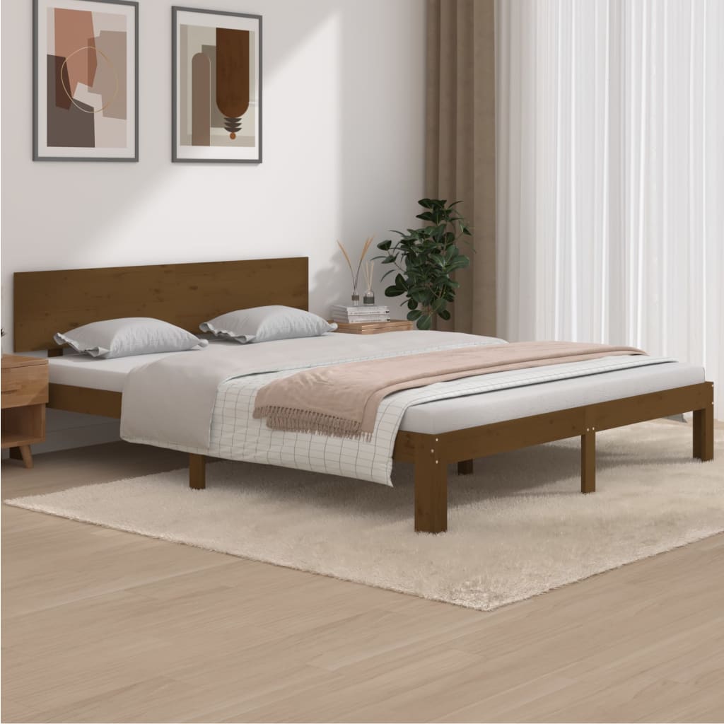 vidaXL Cadru de pat, maro miere, 160×200 cm, lemn masiv de pin