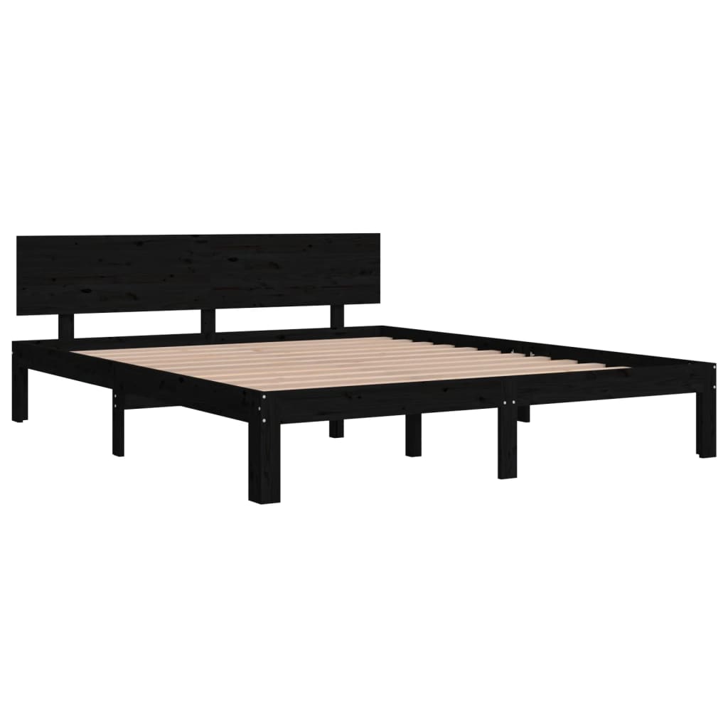 

vidaXL Bedframe massief grenenhout zwart 160x200 cm