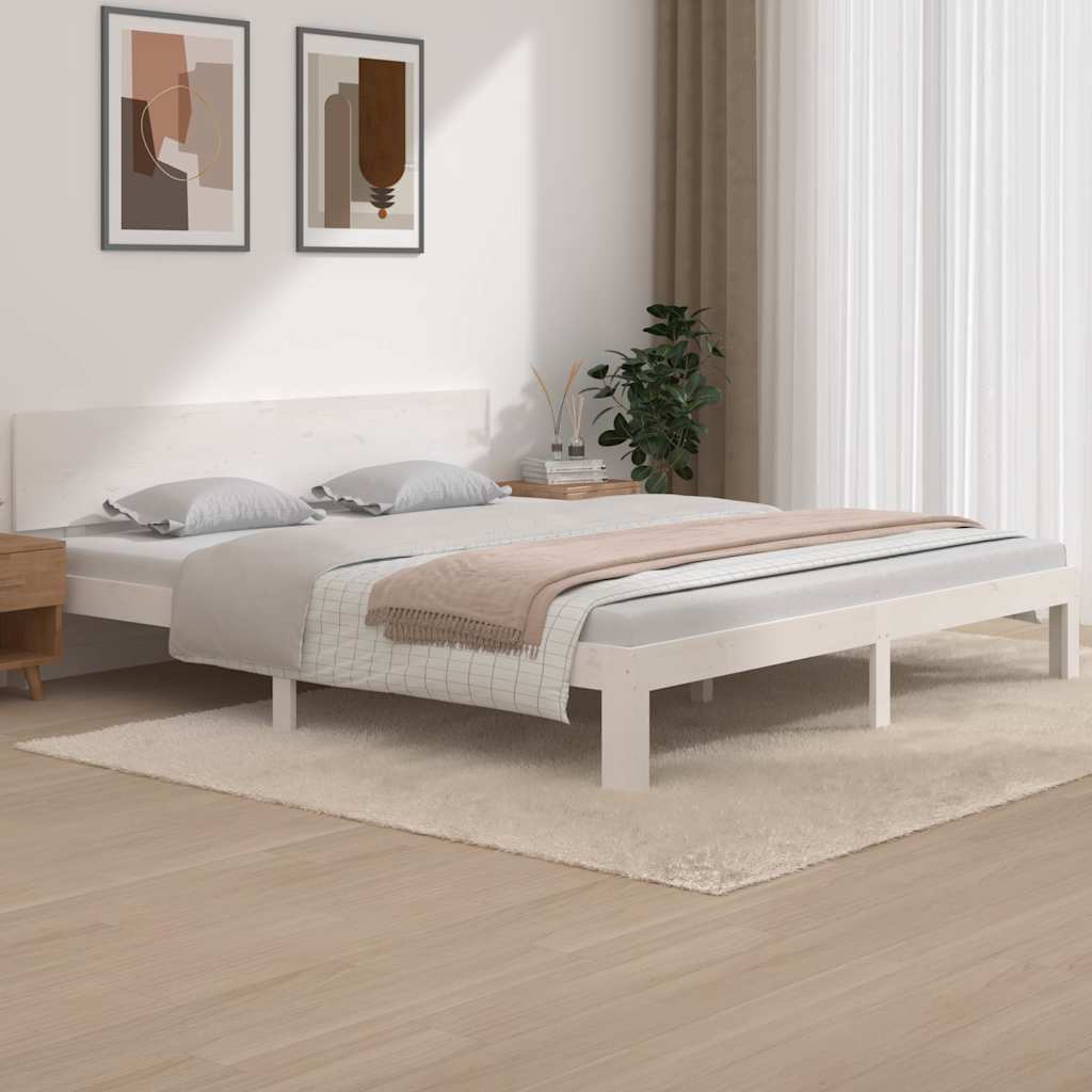 vidaXL Rama ka, biaa, lite drewno, 180x200 cm