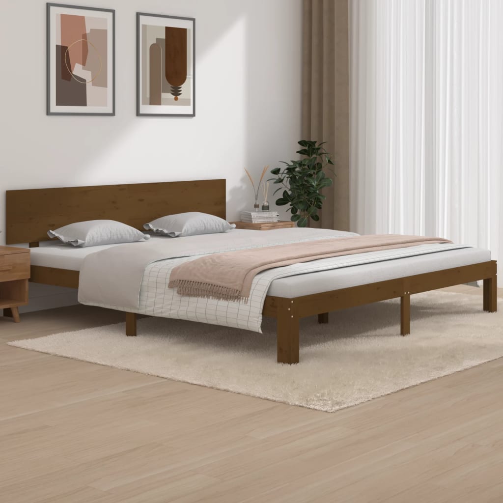 Cadre de lit Marron miel Bois massif 180x200 cm Super King