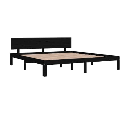 vidaXL Super King fekete t&ouml;m&ouml;r fa &aacute;gykeret 180 x 200 cm