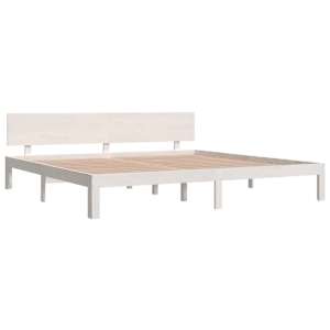 Rám postele bílý masivní dřevo borovice 200 x 200 cm - obrázek 3
